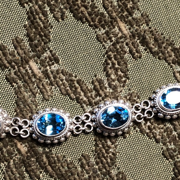 Sterling Silver Blue Topaz Bracelet - Picture 2 of 7